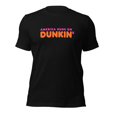 DUNKIN' DONUTS T-Shirt America Runs on Dunkin Coffee Super Bowl Soft Tee  XS-5XL