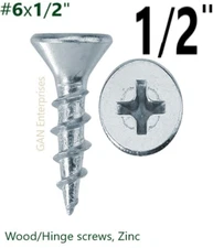 Phillips Flat Head #6 x 1/2", 5/8" or 3/4" Wood particle board MDF screws Zinc