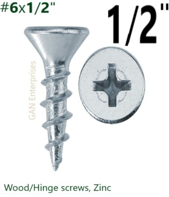 Phillips Flat Head #6 x 1/2'', 5/8'' or 3/4'' Wood particle board MDF screws Zinc
