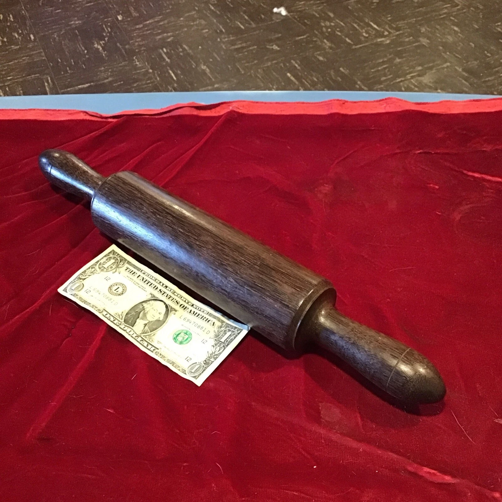 Antique1.8Pound Large HAND lathed wood Rolling Pin Solid One Piece Primitive