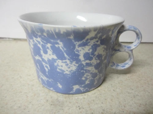 BENNINGTON POTTERS 1537 TRIGGER FINGER HANDLE BLUE MORNING GLORY AGATE MUG