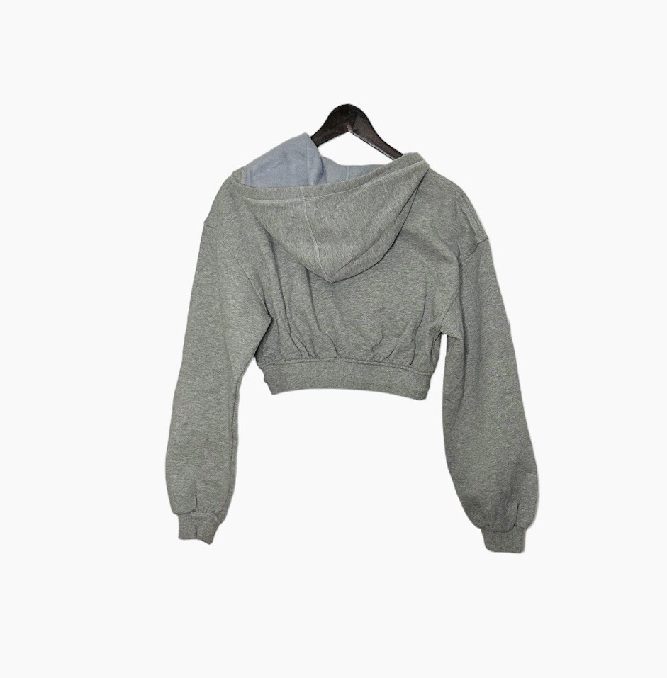 For Love and Lemons Josie Gray Hoody Crop Hoodie Sweatshirt XS NEW