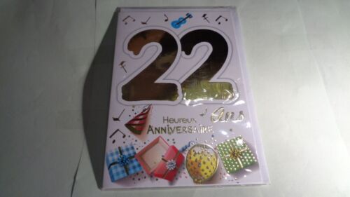 CARD - HAPPY BIRTHDAY - 22 YEARS - CARD + ENVELOPE - N°236 - Picture 1 of 3