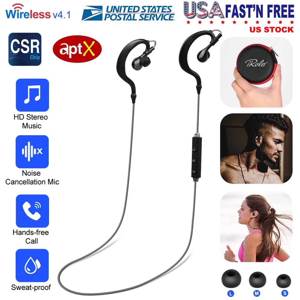 IPX3 Waterproof Original Wireless Headphones Sport Earphones Stereo Headset US - Image 2 of 4