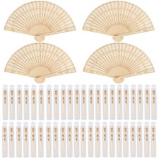 MCEAST 48 Pieces Sandalwood Fans Wooden Folding Fans with Gift Bags Vintage H...