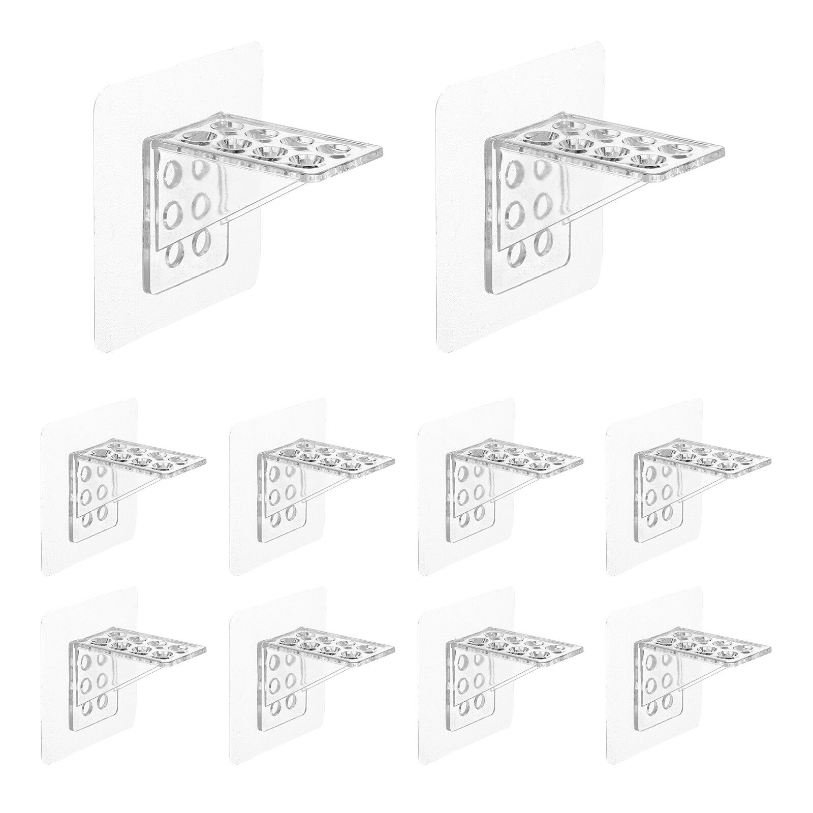 10 Pcs Clear Plastic Shelf Support Pegs with Strong Self-Adhesive Large Size Brackets
