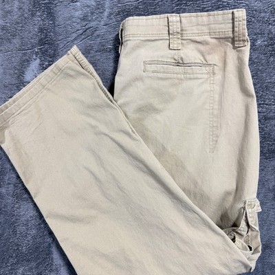 Wrangler Cargo Pants Mens 38x27 Tan Khaki Relaxed Fit Cotton Workwear Utility