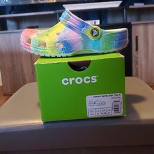 Crocs Classic Spray Dye Clog K Multicolor Tie Dye Unisex Kids Sandal US 1 Rubber
