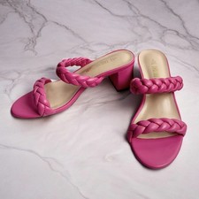 Dream Pairs Pink Chunky Block Heel Sandals Sz 7 Dress Shoes Wedding Prom NEW