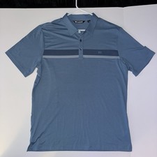 Men s XL Travis Mathew Blue Striped Golf Polo Shirt Logo