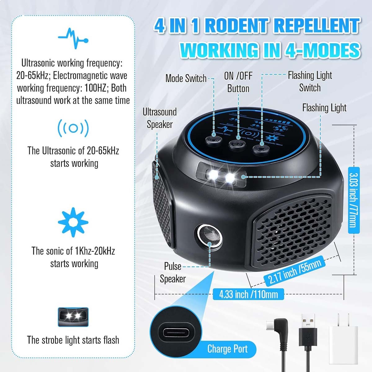 New Rodent Repellent Mouse Repellent Indoor Ultrasonic Pest Repeller Plug in