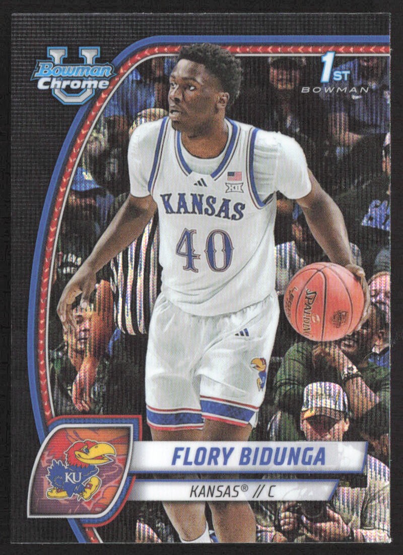 Flory Bidunga 2024-25 Bowman University Chrome Black Wave Refractor #24 Kansas