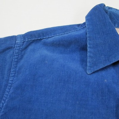 Vintage 50s Towncraft Corduroy Shirt Mens Medium Blue Loop Collar