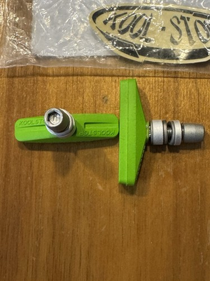 #ad KOOL STOP Tuff composite mags THREADED V brake U brake pads LIME GREEN PAIR $18.99