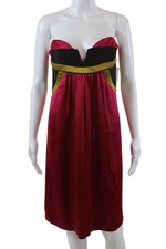 Nicole Miller Collection Womens Silk Sweetheart Neck Dress Pink Size 12