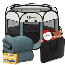 Siedihit Dog Playpen with 2 Washable Pee Pad, Puppy Pet Cat Playpen Small Ani...