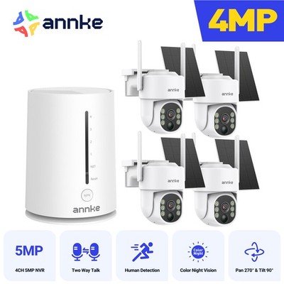 ANNKE 4MP PT Wireless Security IP Camera System Solar Battery Two Way Talk Color