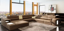 Ecksofa Sofa mit USB Couch Polster Garnitur Design Leder Textil Wohnlandschaft