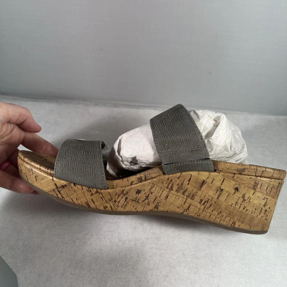 Vionic Women’s Pepper Ruched Cork Wedge Platform Sandals Slate Gray Size 12 - Image 4 of 4