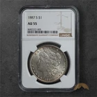 1887-S Morgan Silver Dollar $1 - NGC AU55 - San Fransisco