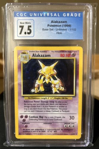 🔥Pokémon TCG CGC 7.5 Alakazam Base Set 1/102 Holo 1998- 1999 Wizards Base Set