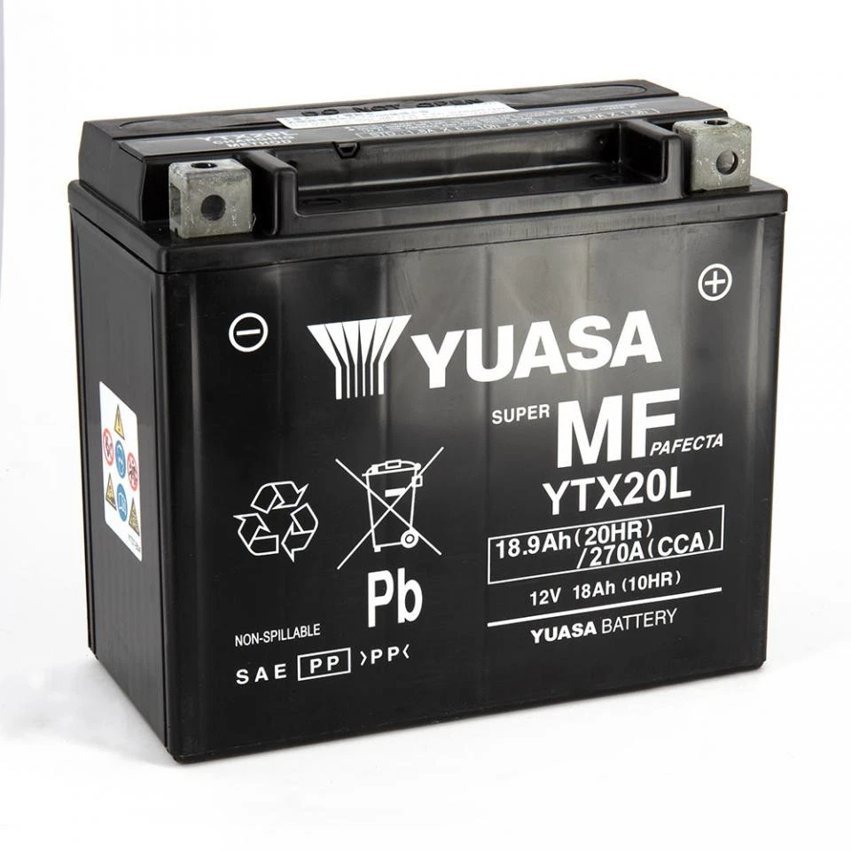 Batterie SLA Yuasa pour Moto Yamaha 1300 XVZ 1996 à 2013 YTX20L-BS / YTX20L / - Photo 3/4