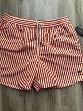 Image of BNWT Polo Ralph Lauren Orange White Striped Traveler Swim Shorts RRP£109.XL