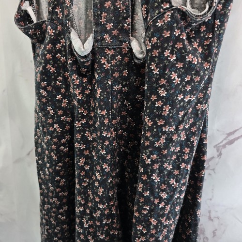 Mameluco Vintage Mujer Mediano Negro Años 90 Y2K Ditzy Floral Pana Mono Pantalones Cortos - Imagen 7 de 12
