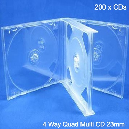 4 Way Quad Multi CD Jewel Case 23mm with Clear Tray holds Four Discs 25mm LOT - Picture 79 of 85