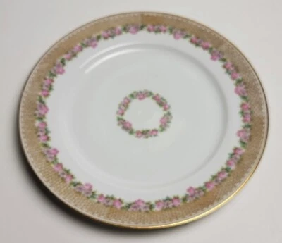 Assiette À Dîner En Or Et Fleurs Roses De W GUERIN Co LIMOGES 10" 1891-1932 - Photo 1/4