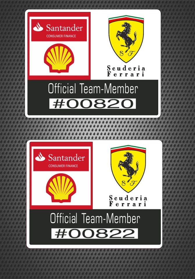 Ferrari Team Members Stickers x 2 Funny Spoof Formula One