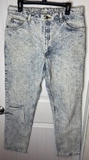 Vintage Distressed 80s LEE Acid Washed Jeans 36x32 Made In USA Brown Tab