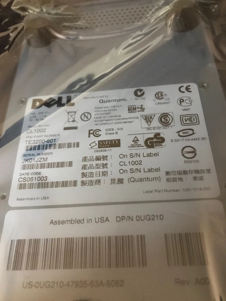 DELL LTO-2 Tape drive EXTERNAL LVD UG210 CL1002 LTO2 Quantum 0MH002 - Image 2 of 2