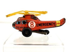 VINTAGE Emergency WIND UP FRICTION TIN HELICOPTER TOY 3 1/2" JAPAN