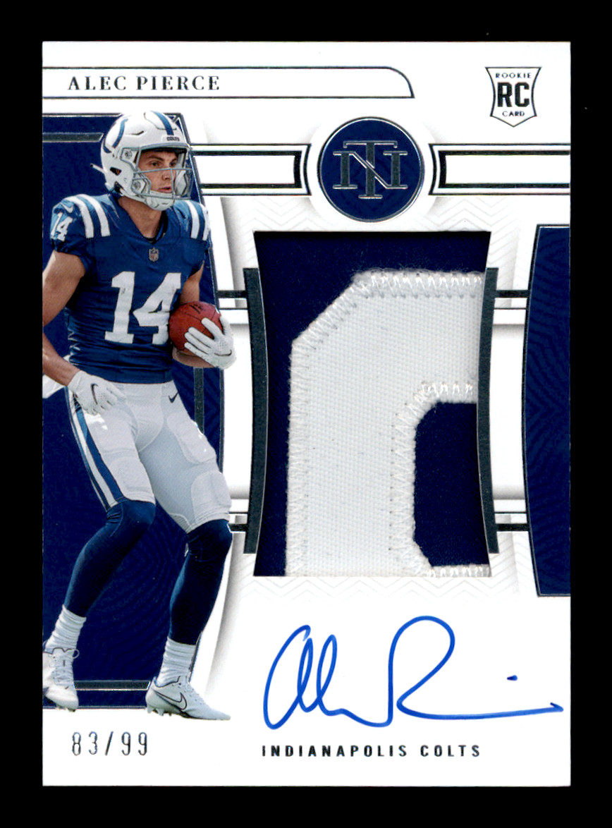 2022 Panini National Treasures #179 Alec Pierce Rookie Patch Auto 83/99 Colts