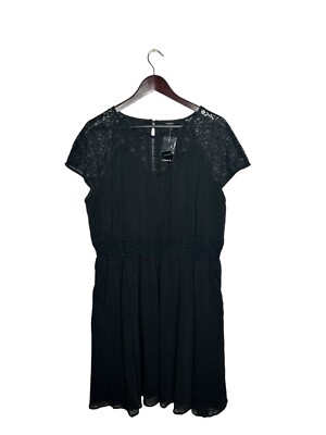 torrid black lace skater dress Torrid Mini Clip Dot Crochet Lace Skater Dress Black New Plus 1X 14-16 NEW