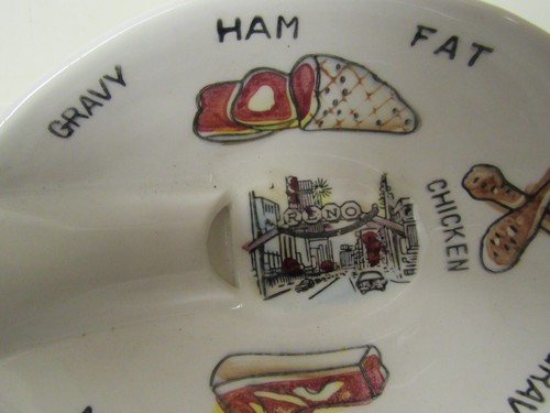Vtg. Reno, NV / Casino Souvenir "Fat & Lean Gravy Separator" Ceramic w/ Design - Picture 2 of 8