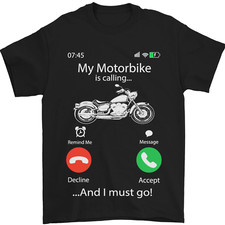 My Motorbike Is Calling Biker Motorcycle Mens T-Shirt 100% Cotton
