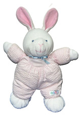 Eden Bunny Plush Pastel Gingham Terry Pink Stuffed Animal Rattle Lovey 11"