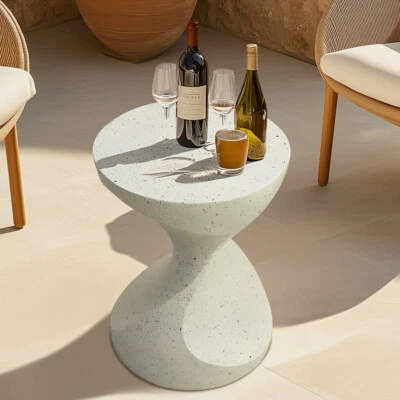 UNHO Hourglass Shape Lightweight Concrete Coffee Sofa Side Table Accent Garden Stool