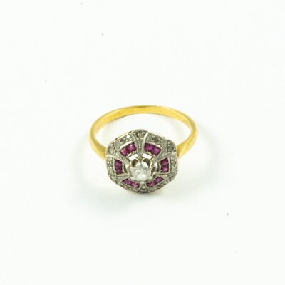 Bague ancienne pour femme 1925 en Or Jaune et Blanc 18 carats