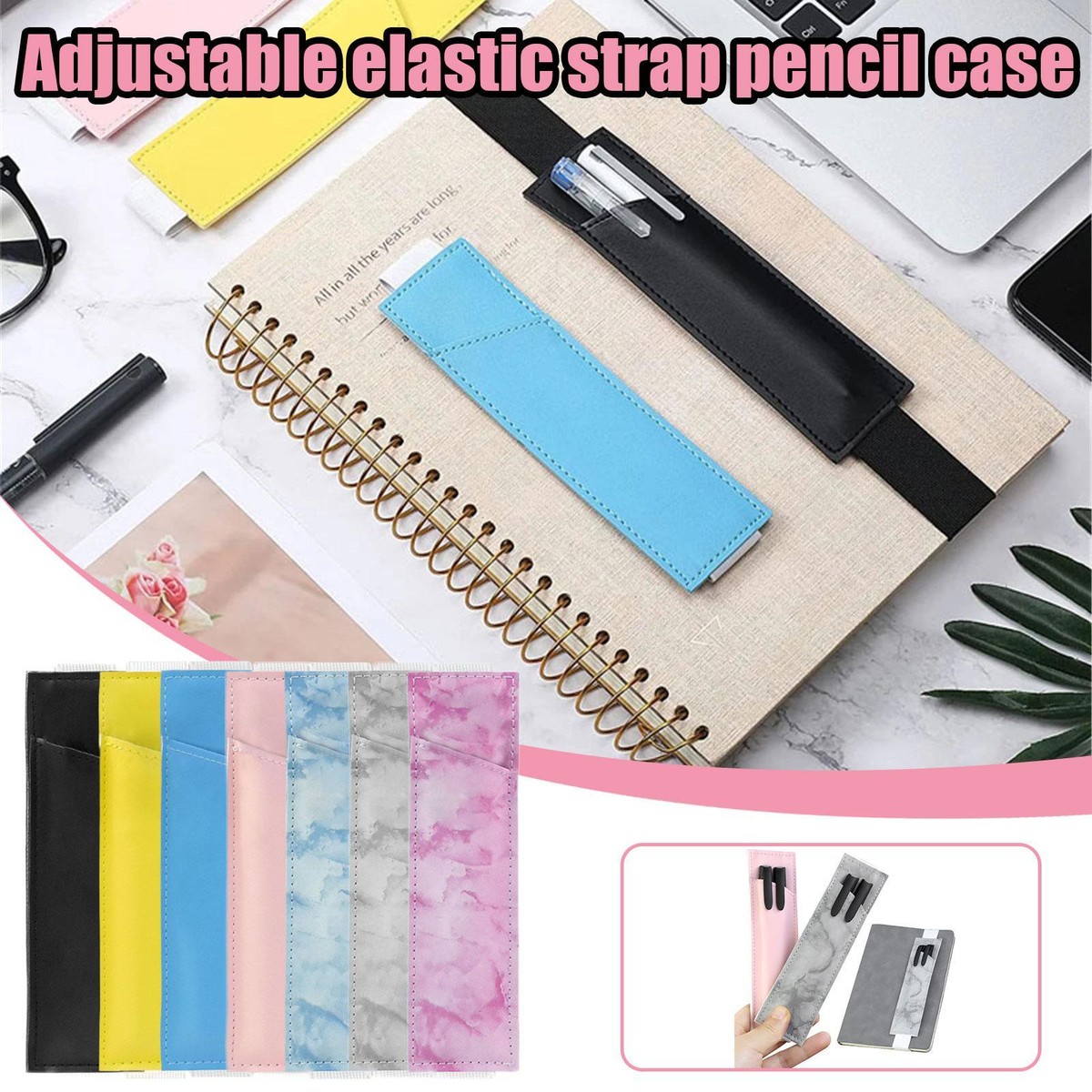 Elastic Band Pen Holder PU Leather Pencil Holder Pen C0 Pouch