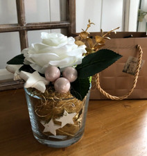 Geschenk Adventsgruß inkl.Geschenktasche und Glas-Topf Komplett Weihnachten gold