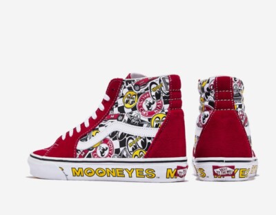 VANS X MOONEYES FORMULA RED SK8 HI SIZE US 8 MEN'S SNEAKERS