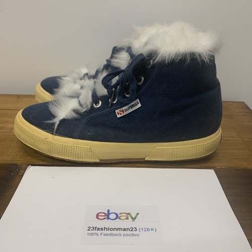 Superga scarpe alte Donna Alte size 37 con pelo morbido blu | eBay