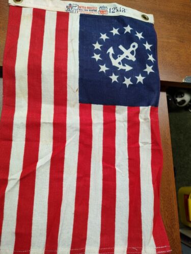 13 Star American Boat Flag Anchor 12"x18" Detco Process Bull Dog Bunting