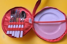 Sunnylife Picnic/Travel Cutlery & Plate Set - Compact, Unused | Vintage Look