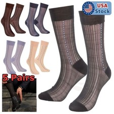Mens 5-pairs Ultra Thin Soft Breathable Silk Sheer Business Formal Work Socks