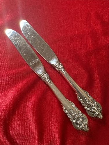 US WALLACE  STERLING silver  Grande Baroque  ( 1941 ) PATE  Knifes 2  Pc