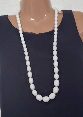 Options Made in Japan Graduated White Egg Shape Chunky Bead Necklace